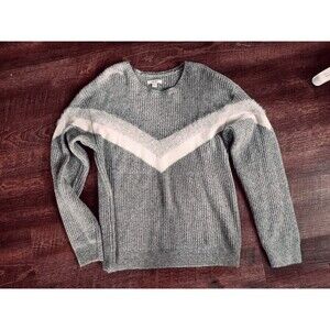 Womens M Nine West Chevron Gray Holiday Sweater